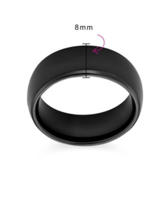 Plain Simple Wide Dome Silver Black Gold Plated Titanium Band Ring Comfort Fit 8MM