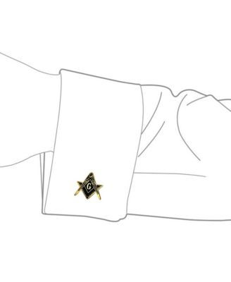 Set of 2 Freemasons Compass Symbol Shirt Cufflink Black Enamel Gold Plated