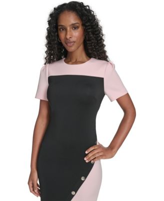 Women's Color-Blocked Asymmetric Scuba Dress