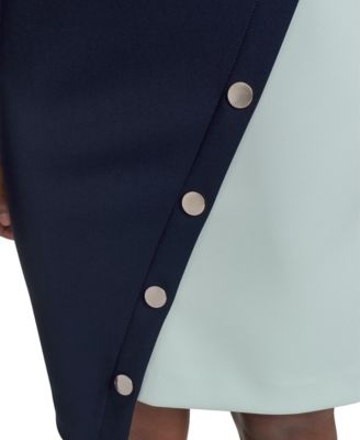 Women's Colorblocked Asymmetrical-Hem Sheath Dress