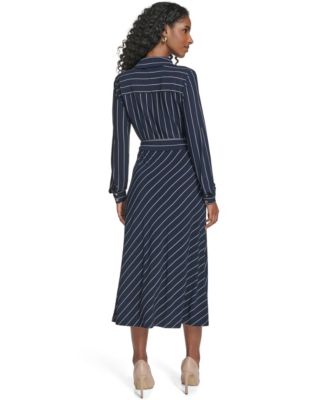 Women's Printed Long-Sleeve Midi Dress