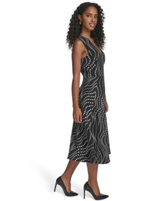 Women's Sleeveless Midi Fit and Flare Dress