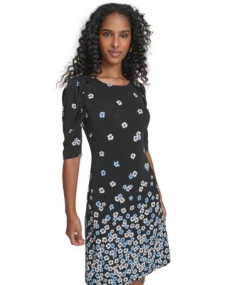Women's Floral Print Crewneck Shift Dress
