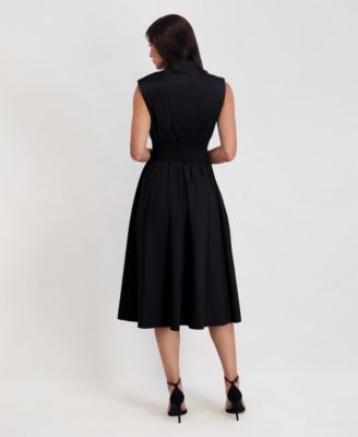 Women's Taffeta V-Neck Midi Dress