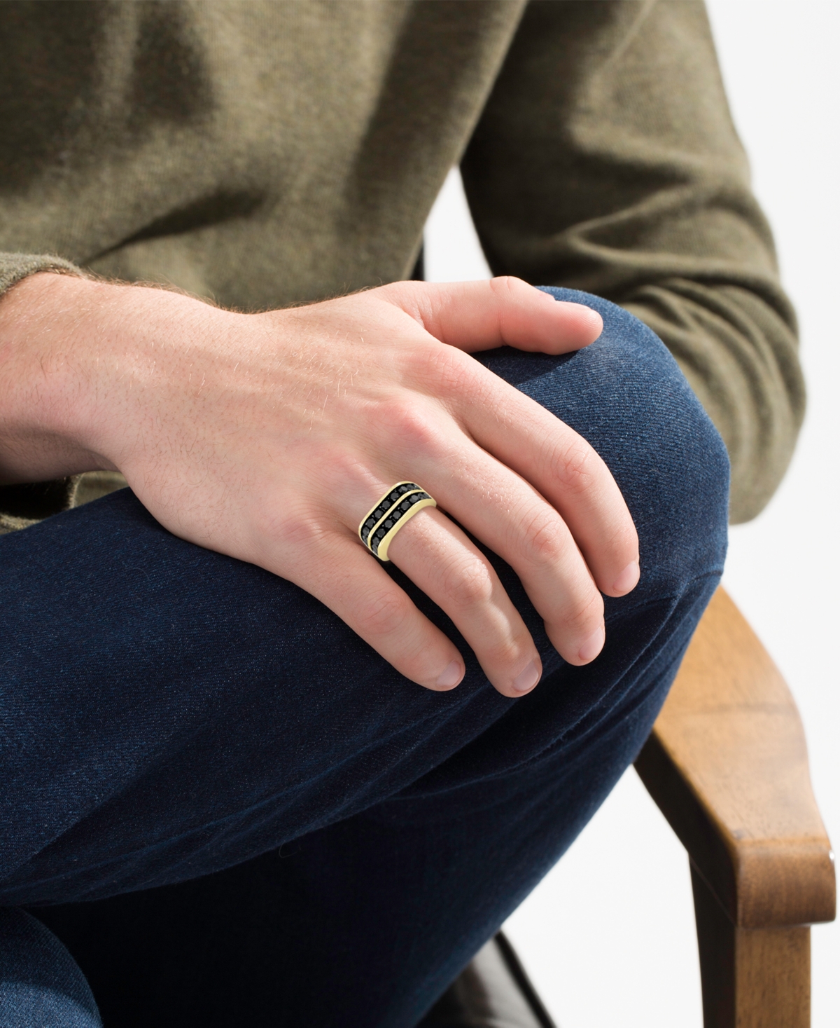 Macy's Men's Diamond Ring (3 ct. t.w.) in Silver Rhodium with Yellow Plating