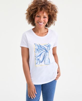 Style & Co - Petite Short-Sleeve Vase Graphic T-Shirt