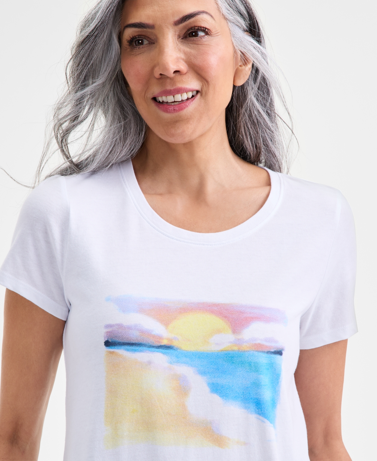 Style & Co Plus Size Perfect Graphic T-shirt, Macy's Exclusive In White