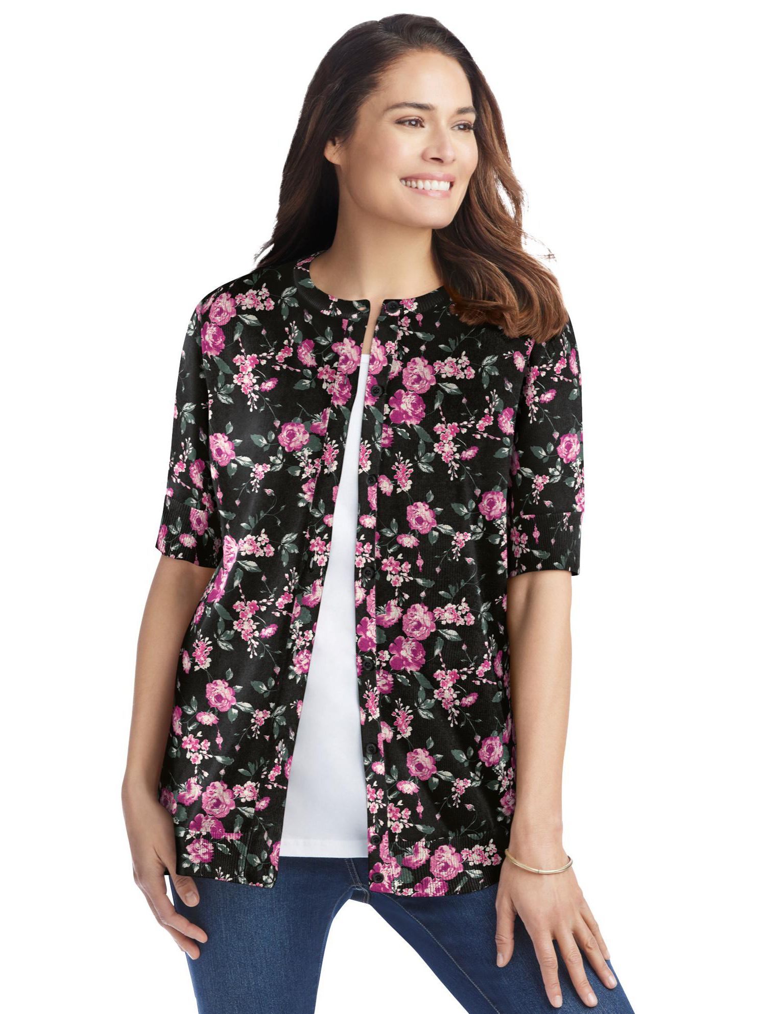 Plus Size Within Perfect Elbow Length Sleeve Cardigan Sweater