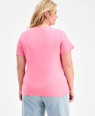 Women's Plus Size Short-Sleeve Scoop-Neck Top