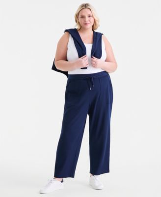 Plus Size Waffle-Knit Drawstring Pants