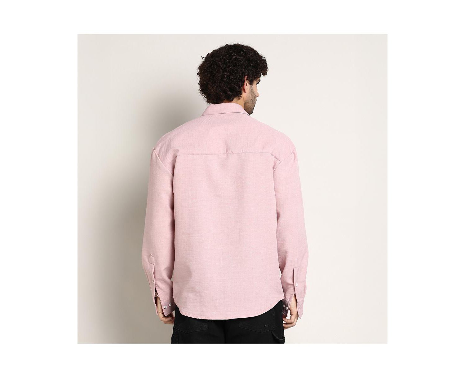 Men's Rose Pink Modular Solid Oversized Shirt