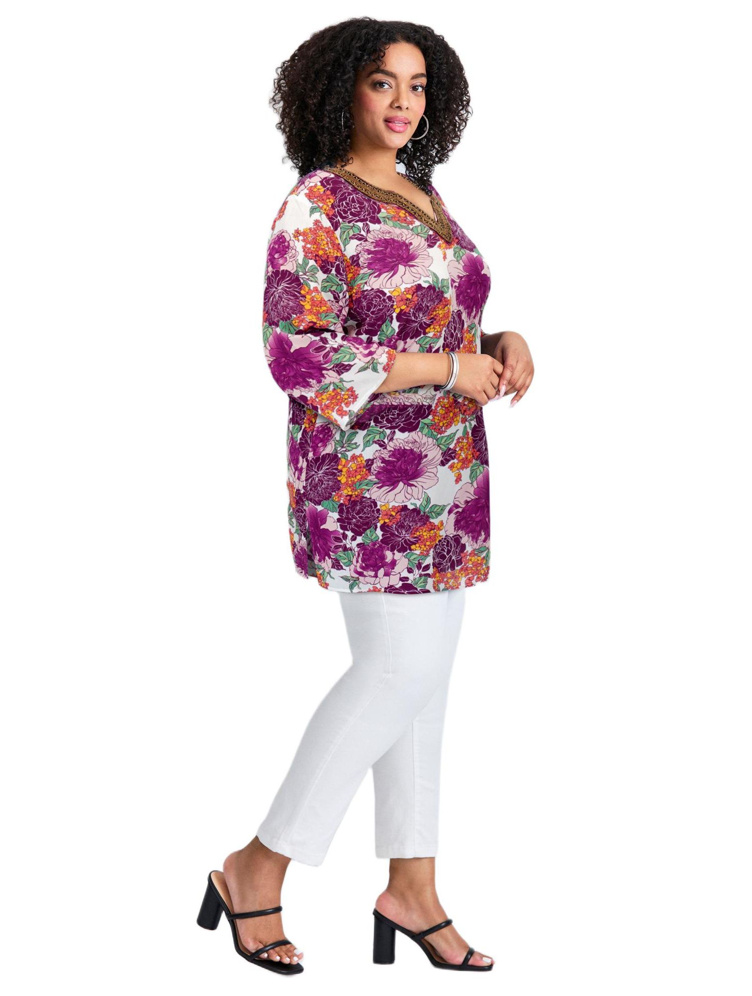 Women's Plus Size Beaded Embellishment Tunic