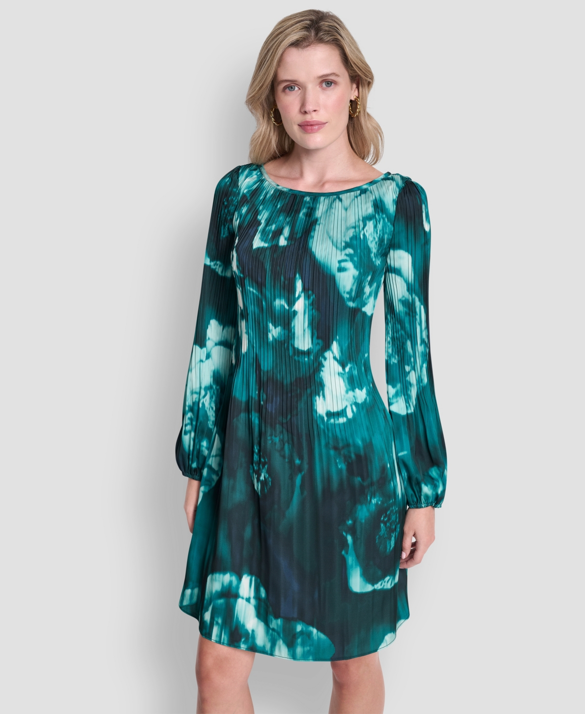 Dkny Women's Long Sleeve Release Pleat Shift Dress