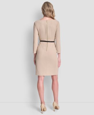 Women's 3/4 Sleeve Asymmetric Neck Sheath Dress