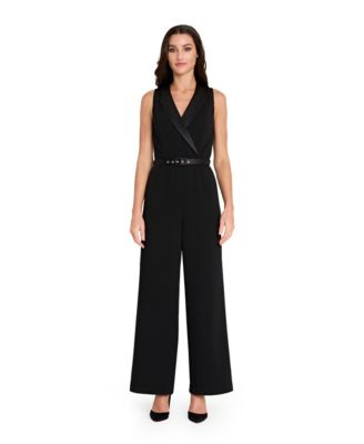 Tahari ASL - Petite Halter Tuxedo Jumpsuit