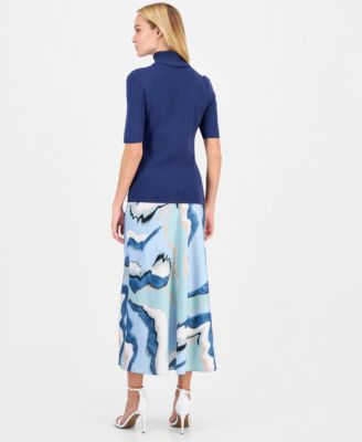 Women's Printed Pull-On Flare-Hem Maxi Skirt 
