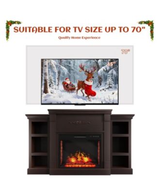 70" TV Stand with 28" Fireplace - 99lb Top, Remote, 4 Flame, 5000 BTU Heat, Timer & Safety