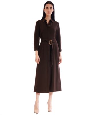 Women's Long-Sleeve Belted Shirtdress