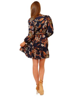 Women's Long-Sleeve Printed Dress