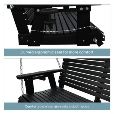 2-Seater 4 FT HDPE Porch Swing with 18/8 Stainless Steel Bolts, Ergonomic Design, Ultra Weather-Resistant, for Outdoor Patio Garden Yard (Gray)