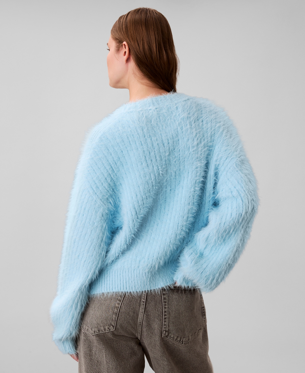 Calvin Klein Jeans Women's Cropped Relaxed Long-Sleeve Cardigan