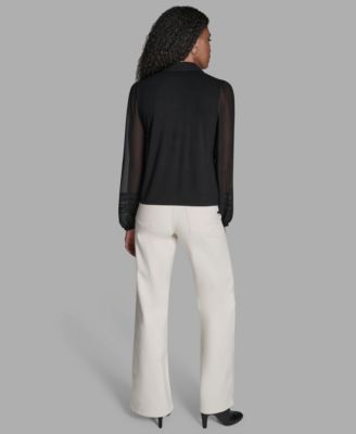 Women's Long-Sleeve Collared Neck Top