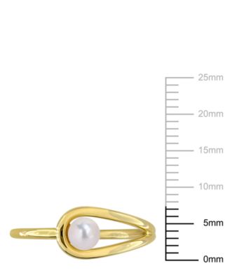 Cultured Freshwater Pearl Ring (4-4.5mm) in 18k Gold Flash Plated Sterling Silver