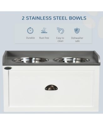 Large Elevated Dog Bowls with Storage Drawer Containing 21L Capacity, Raised  Pet Feeding Station with 2 Stainless Steel Bowls