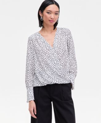 Women's Printed Surplice High-Low Blouse, Macy's Exclusive 