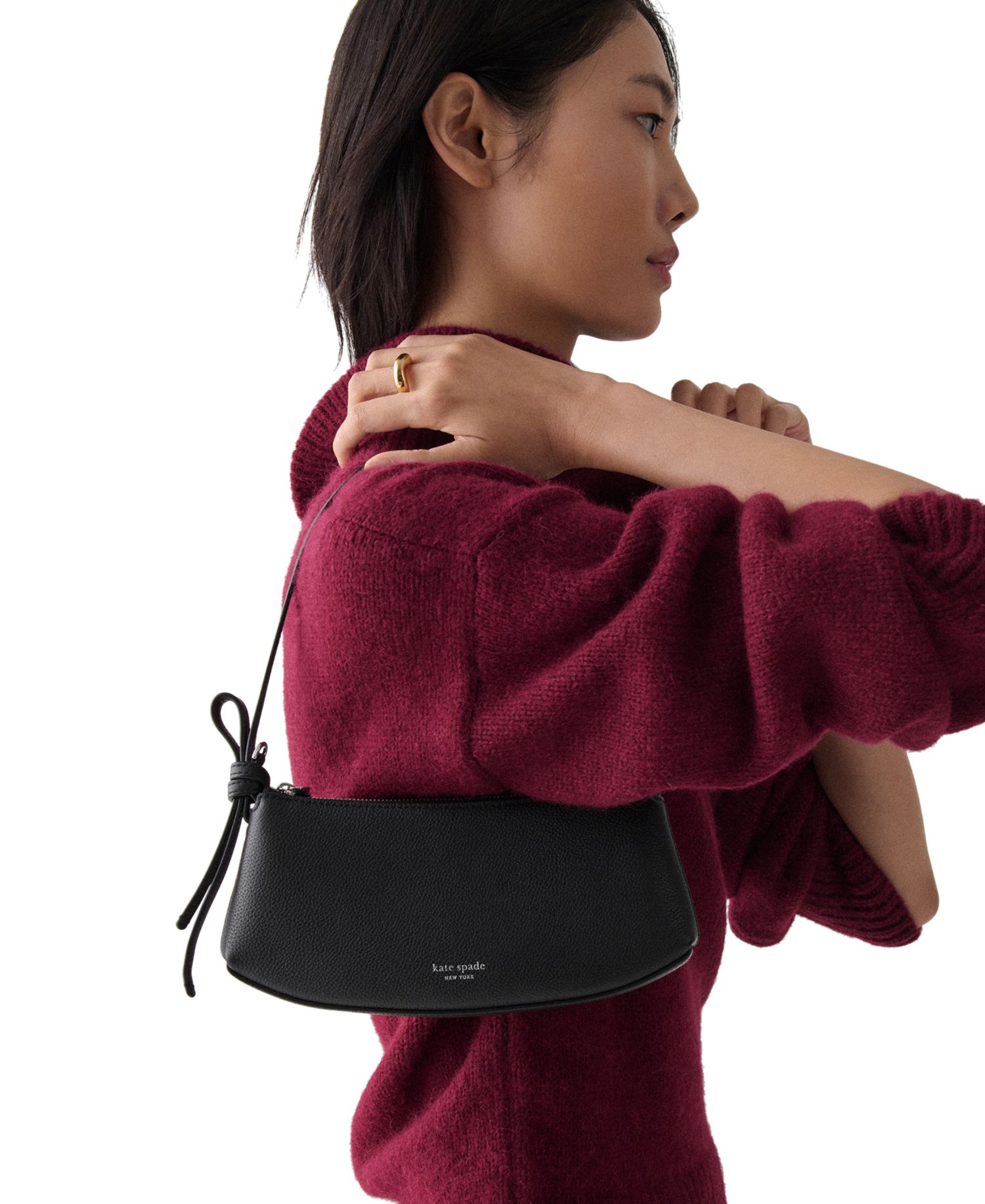 Loop Pebbled Leather Slim Pochette Bag