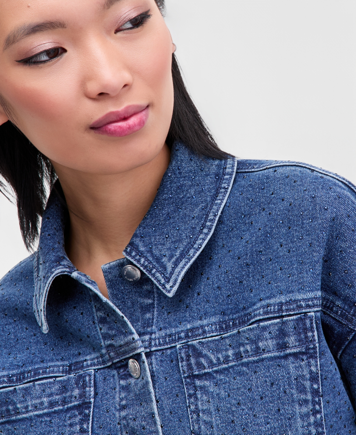 I.n.c. International Concepts Women's Studded Denim Cotton Trucker Jacket, Macy's Exclusive