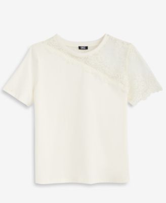 Women's Lace-Shoulder T-Shirt, Macy's Exclusive 