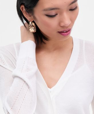Women's Lightweight Metallic-Knit V-Neck Cardigan, Macy's Exclusive 