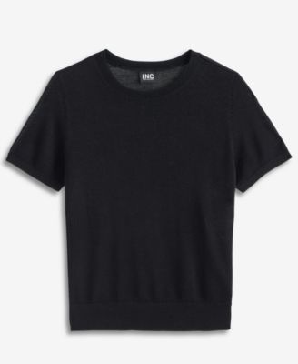 Women's Lightweight Metallic-Knit Short-Sleeve Sweater, Macy's Exclusive 