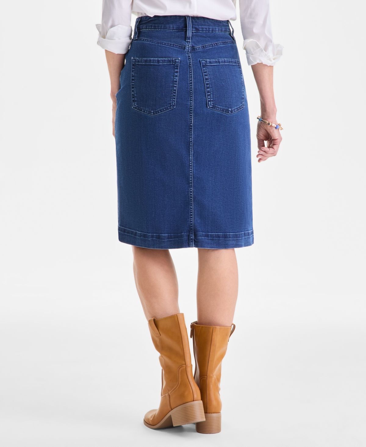 Style & Co Women's Denim Slit Midi Skirt, Macy's Exclusive