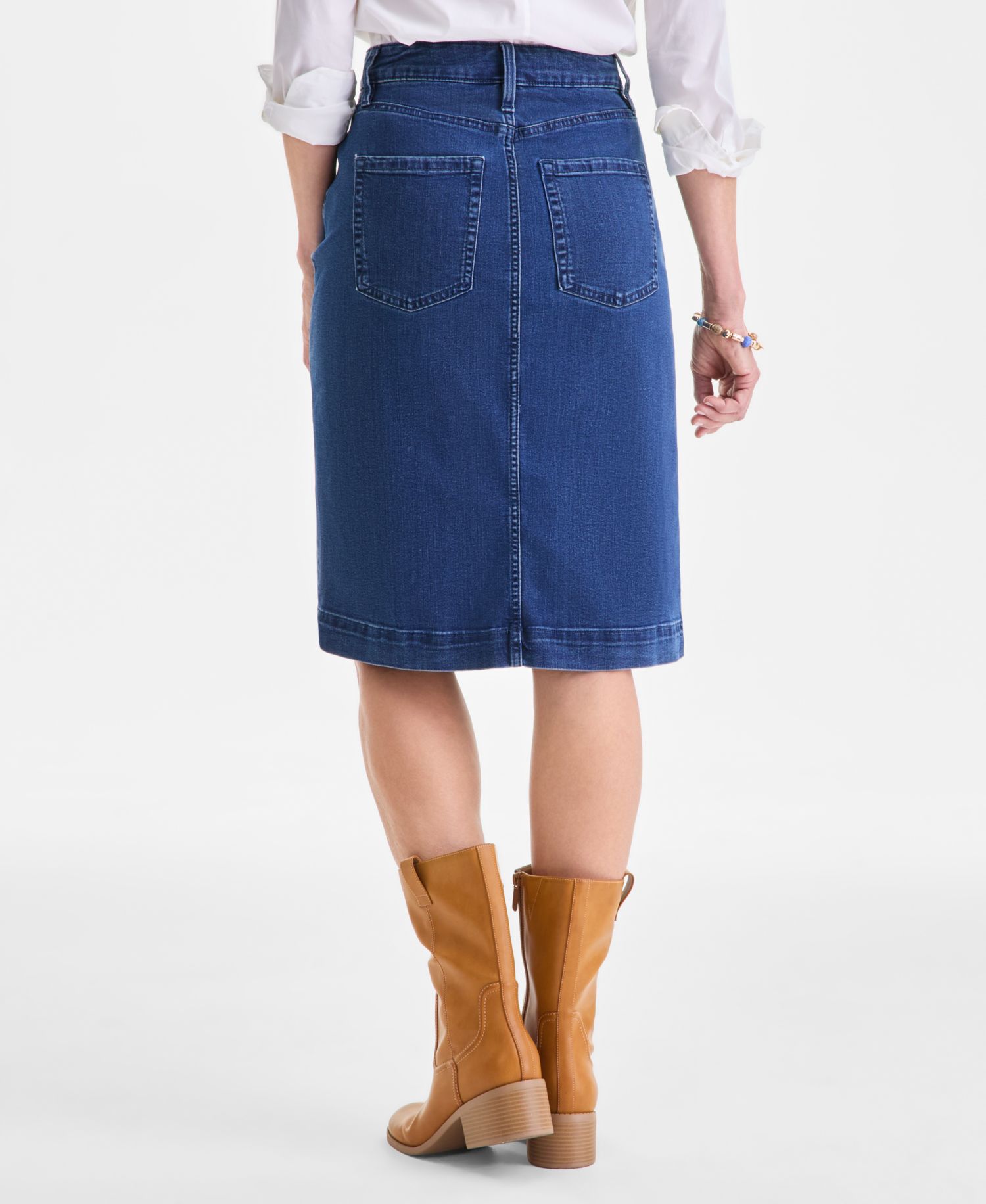 Women's Denim Slit Midi Skirt