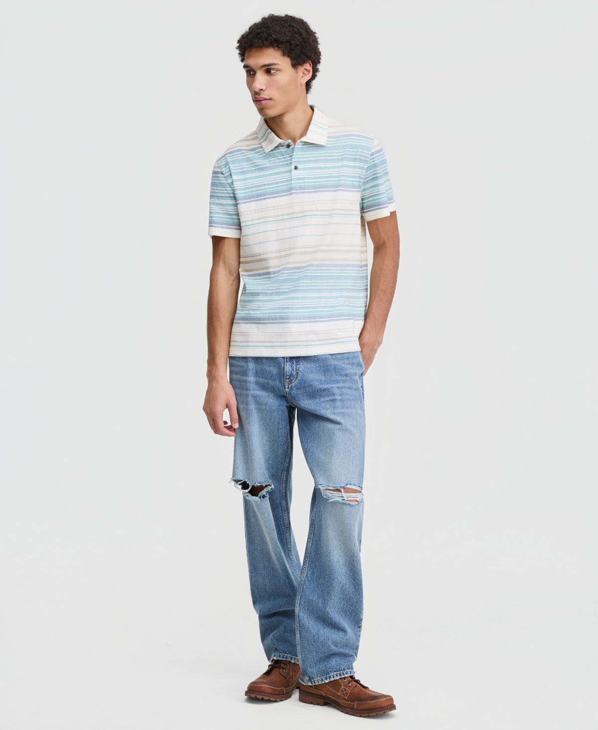 Sun + Stone Men's Colin Short-Sleeve Striped Polo Shirt, Macy's Exclusive