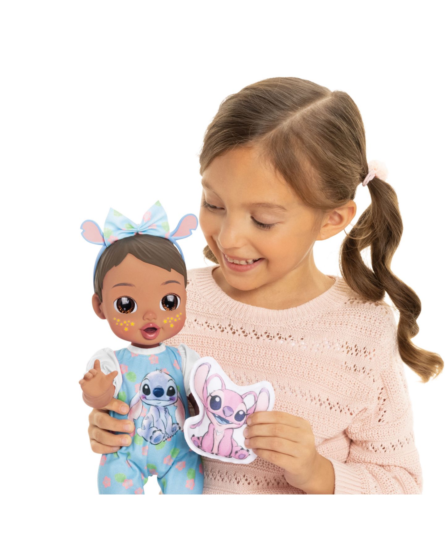 Детская кукла Disney Darlings Stitch Latina 13" Interactive Baby Doll with Open & Close Light-Up Eyes, Ages 2+ — фото 8