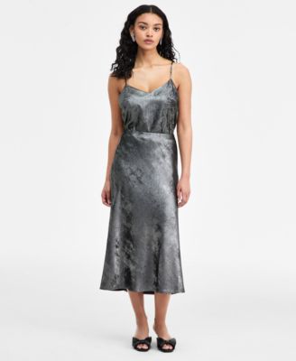 On 34th - Juniors' Metallic Midi Slip Skirt