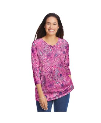 Women's Within Perfect Printed Three-Quarter Sleeve V-Neck Tee