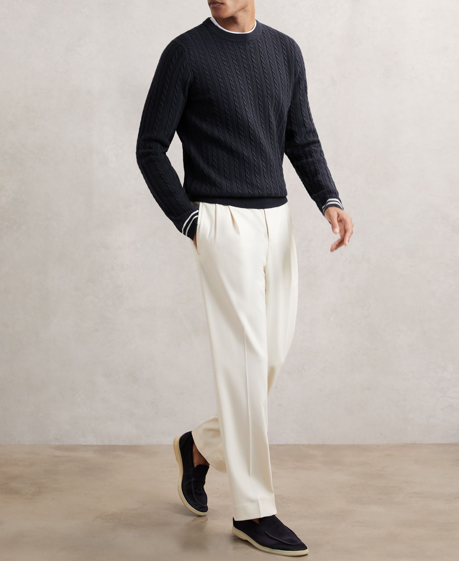 Men's Luca Regular Fit Cable-Knit Wool-Blend Sweater