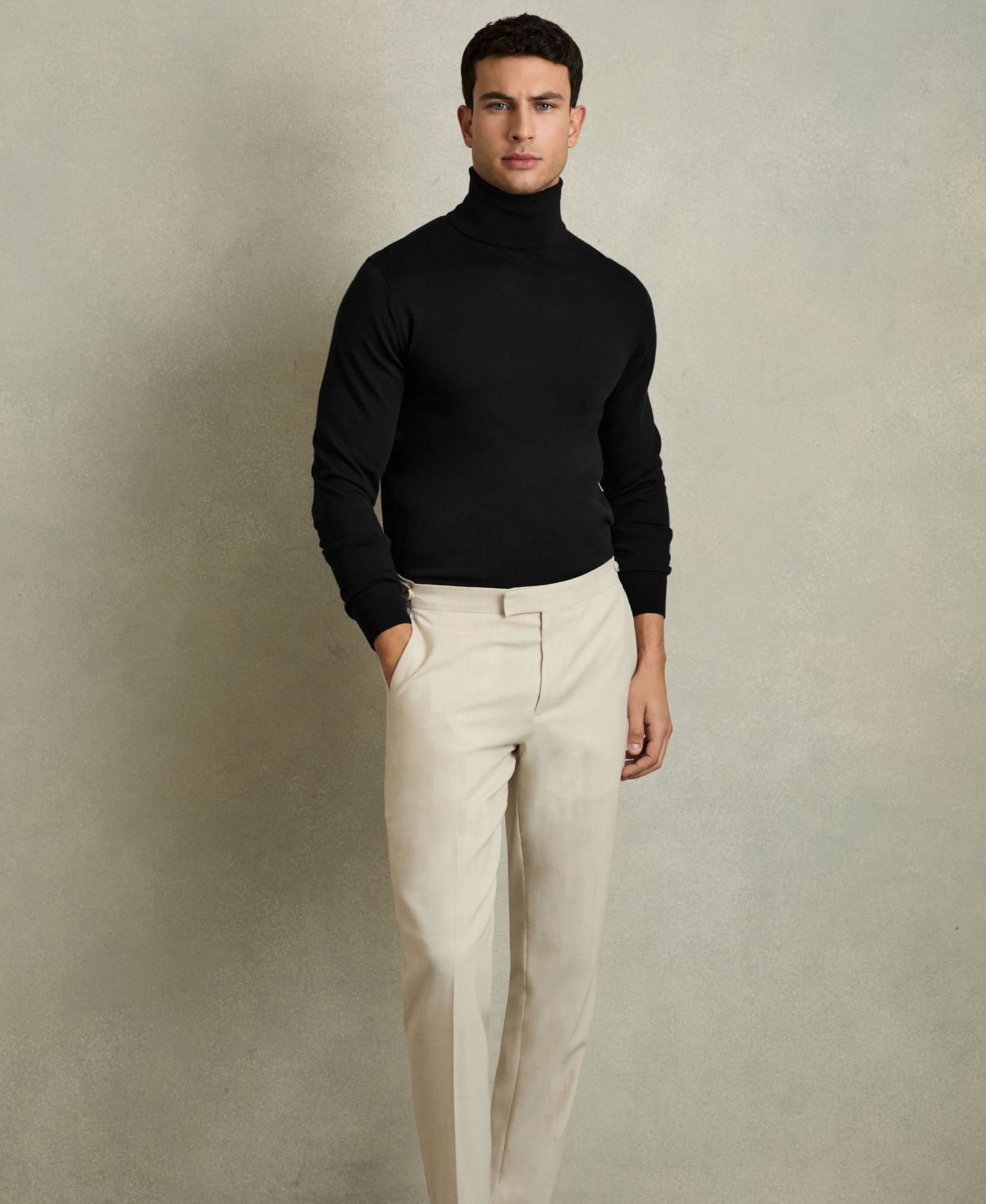 Men's Caine Slim Fit Merino Wool Roll Neck Sweater