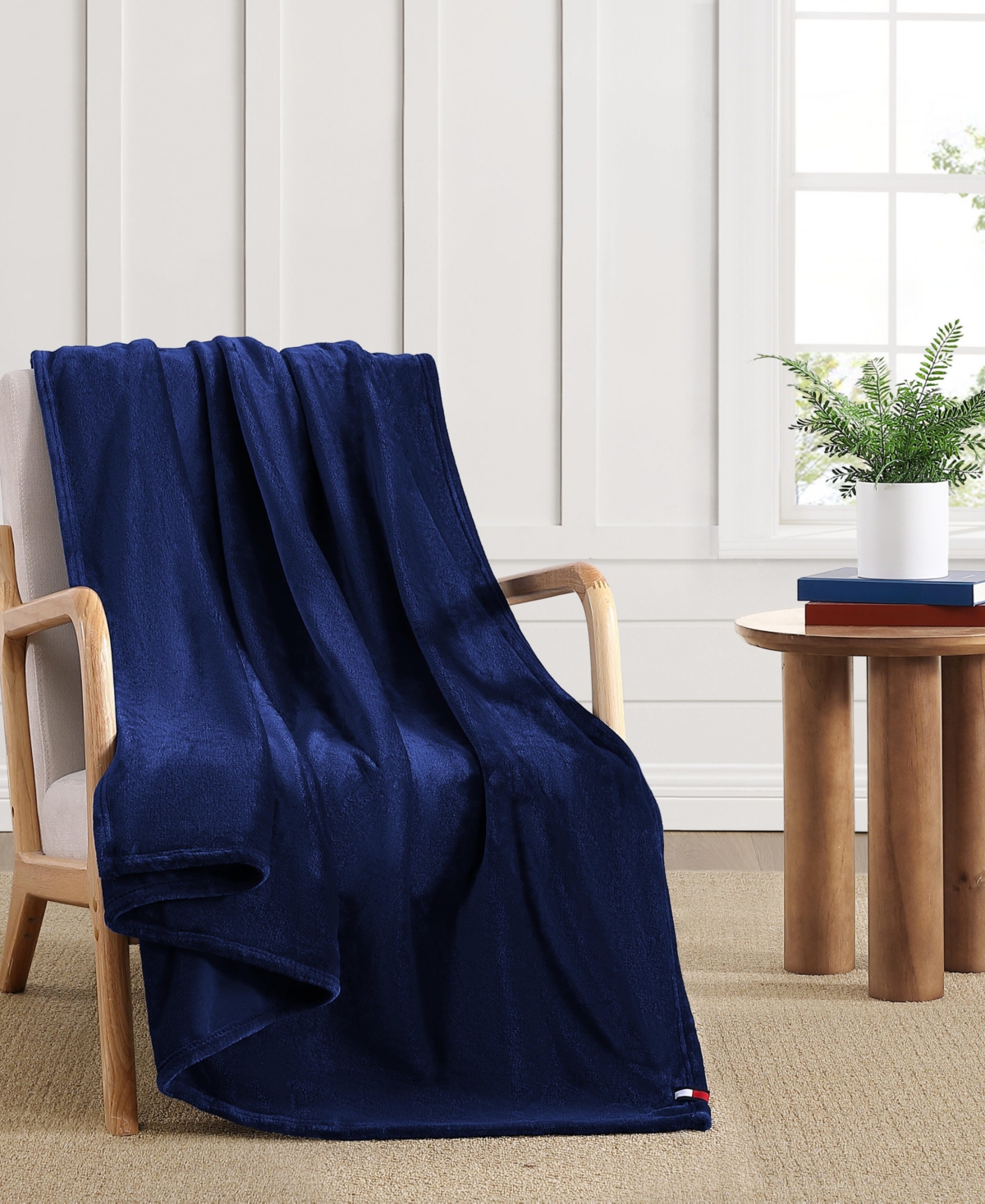 Tommy Hilfiger Solid Plush Blanket, King In Blue