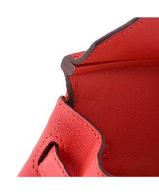 Birkin 25 Handbag Red Swift with Palladium Hardware