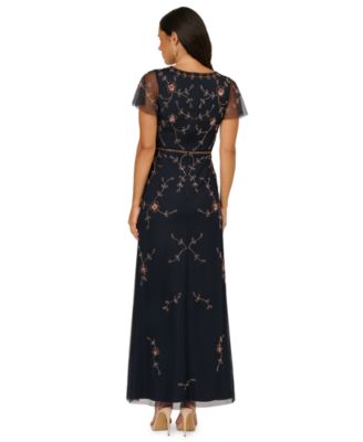 Women's Beaded V-Neck Long Dress