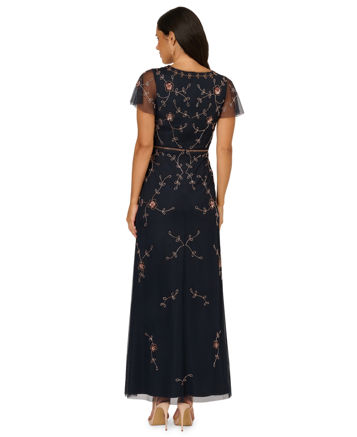 Adrianna Papell Women's Beaded V-Neck Long Dress