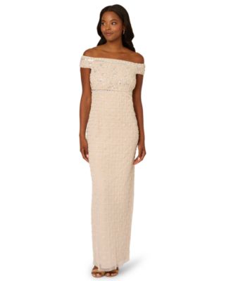 Adrianna Papell - Women's Beaded Column Off-The-Shoulder Dress