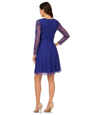 Women's Beaded Long-Sleeve Mini Dress