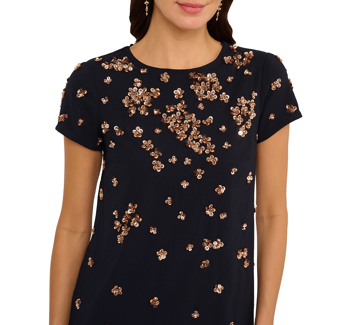 Adrianna Papell Women's Beaded Crepe Shift Dress