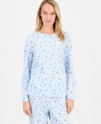 Women's Cotton Printed Button-Front Pajama Set, Exclusively at Macy's